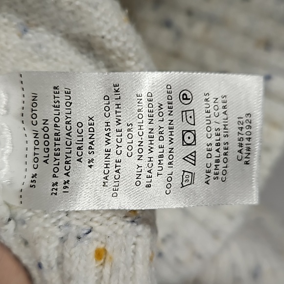 LOFT Womens White Flecked Cowl Neck Knit Long Line Sweater Size Small - Picture 8 of 10